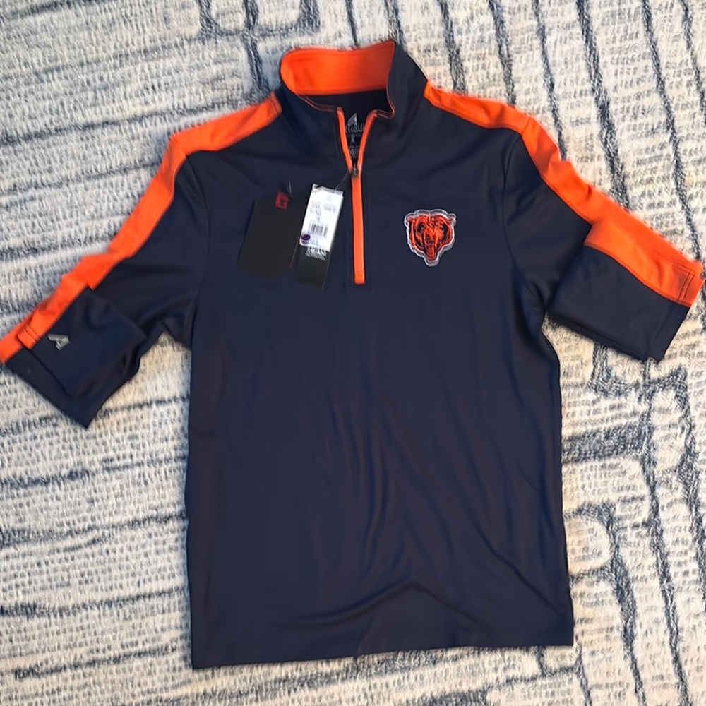 Men’s Chicago Bears Navy and Orange Quarter-Zip Shirt